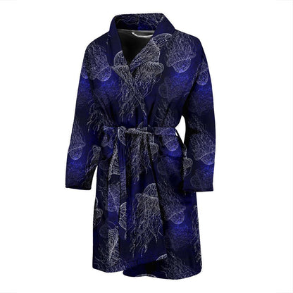 Jellyfish Pattern Print Design 02 Men Bathrobe-JORJUNE.COM