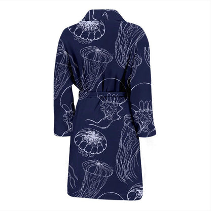 Jellyfish Pattern Print Design 05 Men Bathrobe-JORJUNE.COM