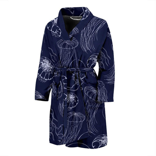 Jellyfish Pattern Print Design 05 Men Bathrobe-JORJUNE.COM