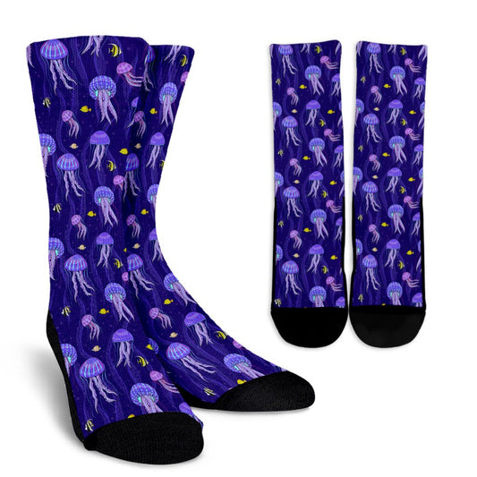 Jellyfish Style Print Crew Socks