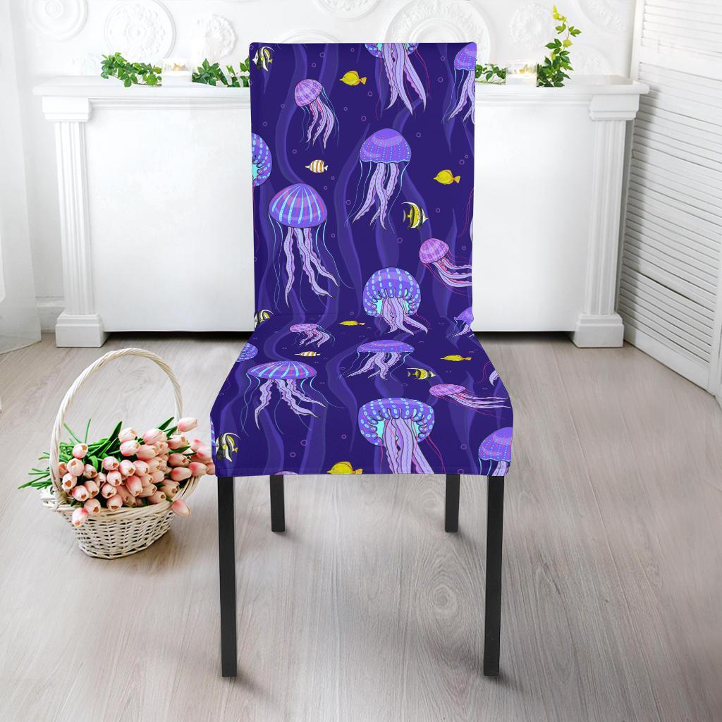 Jellyfish Style Print Dining Chair Slipcover-JTAMIGO.COM