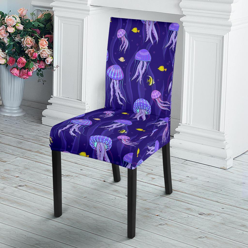 Jellyfish Style Print Dining Chair Slipcover-JTAMIGO.COM
