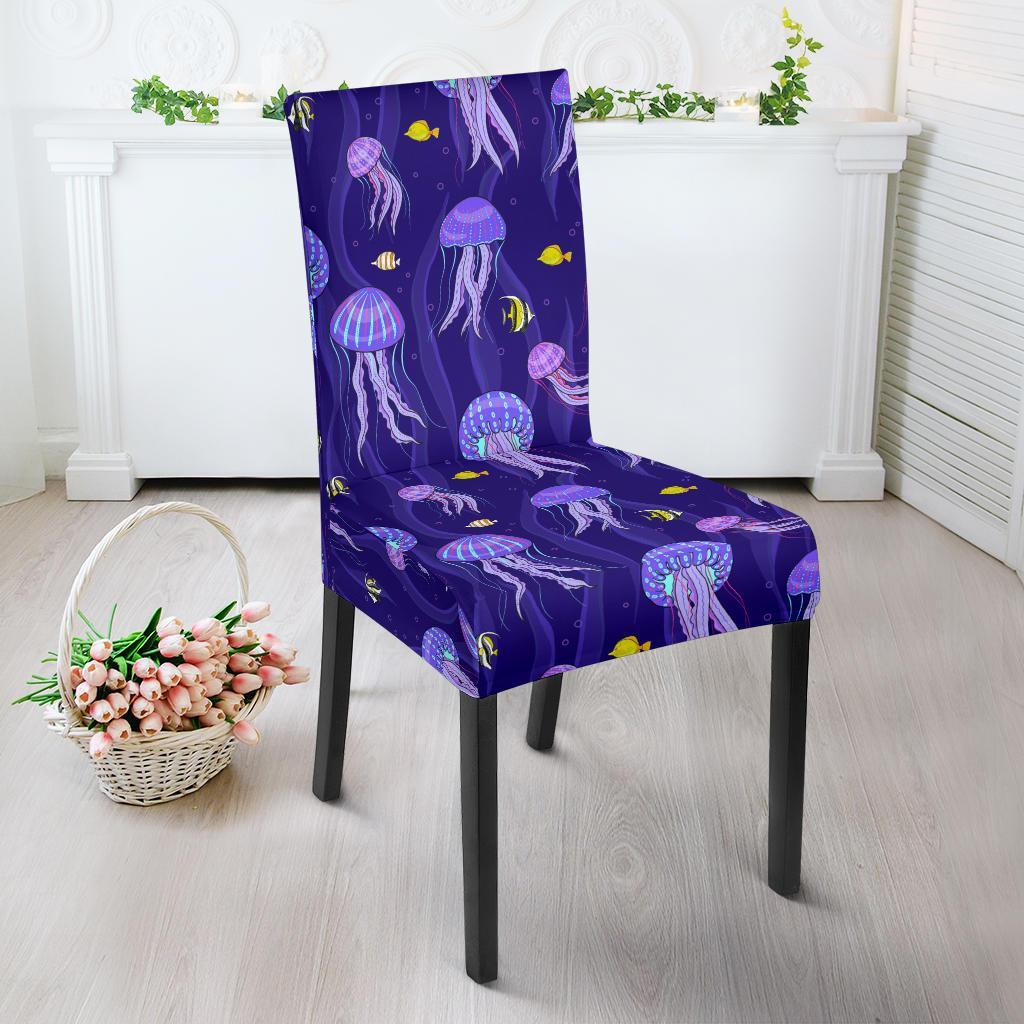 Jellyfish Style Print Dining Chair Slipcover-JTAMIGO.COM