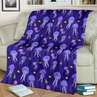 Jellyfish Style Print Fleece Blanket