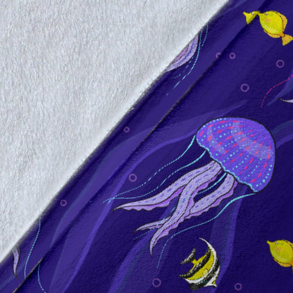 Jellyfish Style Print Fleece Blanket