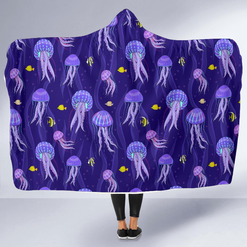 Jellyfish Style Print Hooded Blanket-JTAMIGO.COM