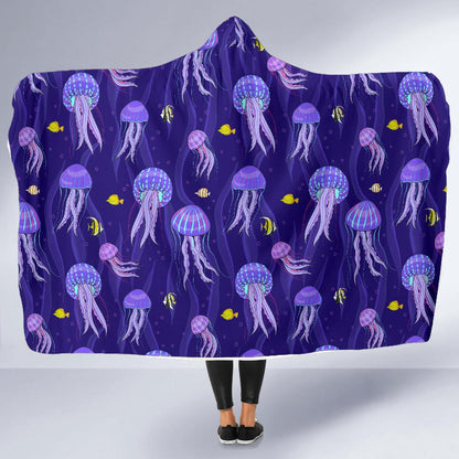 Jellyfish Style Print Hooded Blanket-JTAMIGO.COM