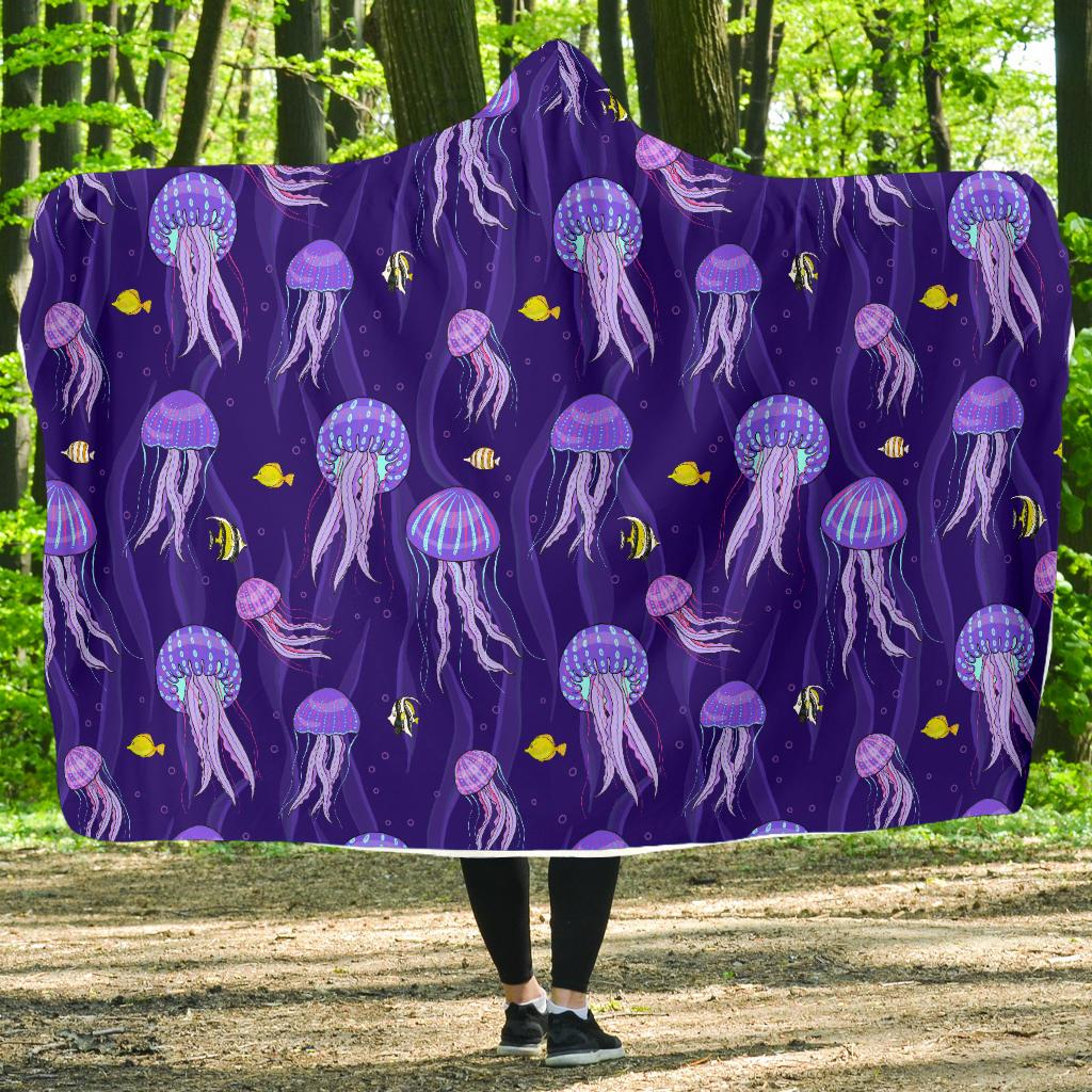 Jellyfish Style Print Hooded Blanket-JTAMIGO.COM