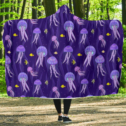 Jellyfish Style Print Hooded Blanket-JTAMIGO.COM