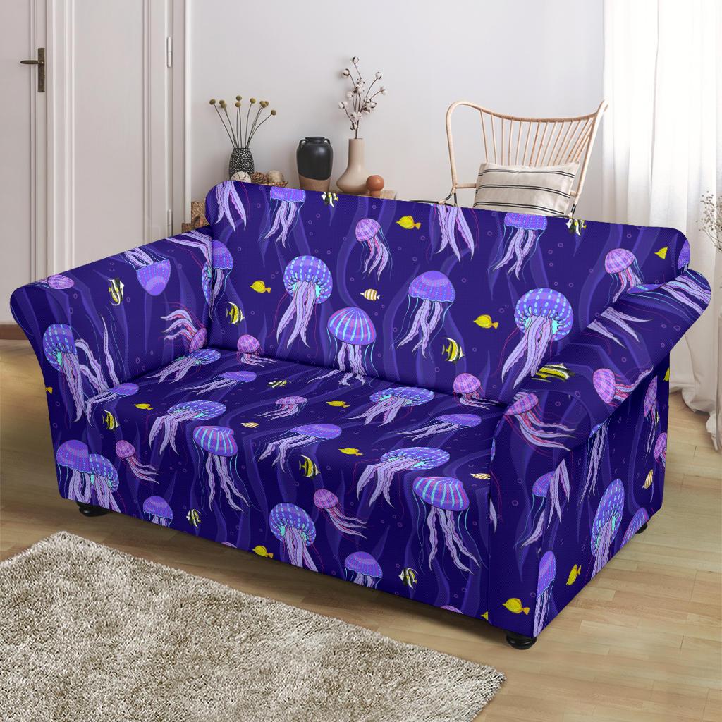 Jellyfish Style Print Loveseat Slipcover-JTAMIGO.COM