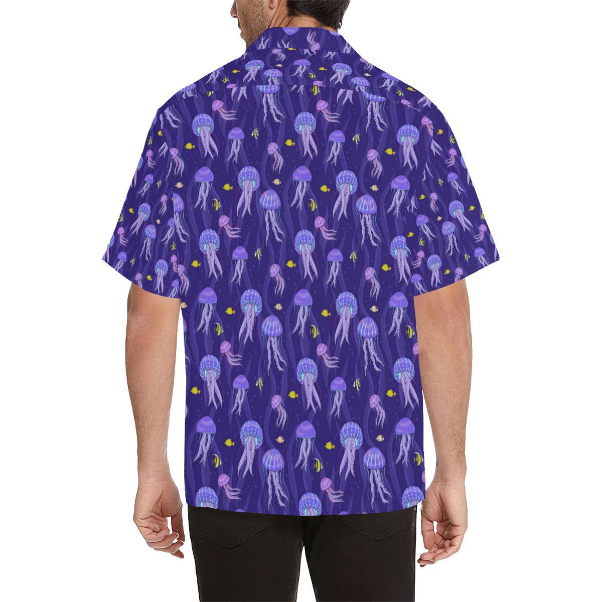 Jellyfish Style Print Men Aloha Hawaiian Shirt