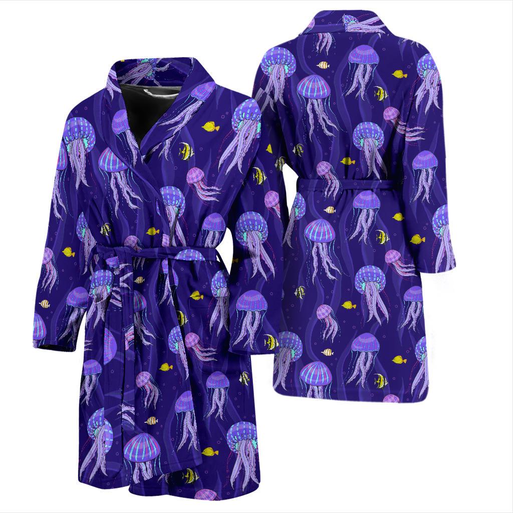 Jellyfish Style Print Men Bath Robe-JTAMIGO.COM
