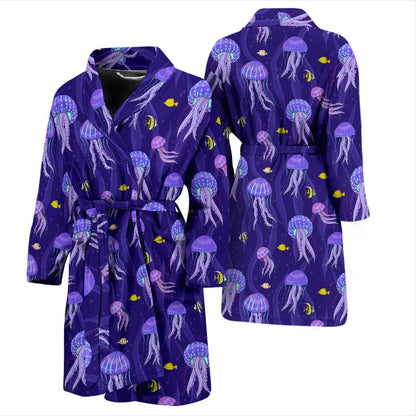 Jellyfish Style Print Men Bath Robe-JTAMIGO.COM