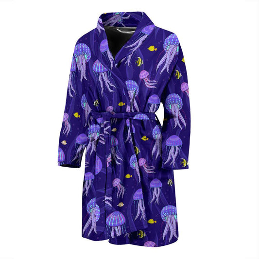 Jellyfish Style Print Men Bath Robe-JTAMIGO.COM
