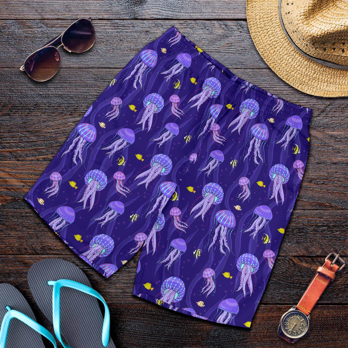 Jellyfish Style Print Mens Shorts-JTAMIGO.COM