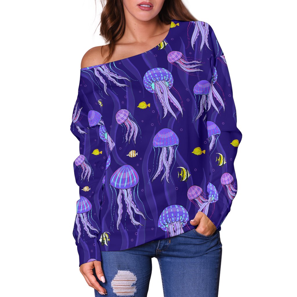 Jellyfish Style Print Off Shoulder Sweatshirt