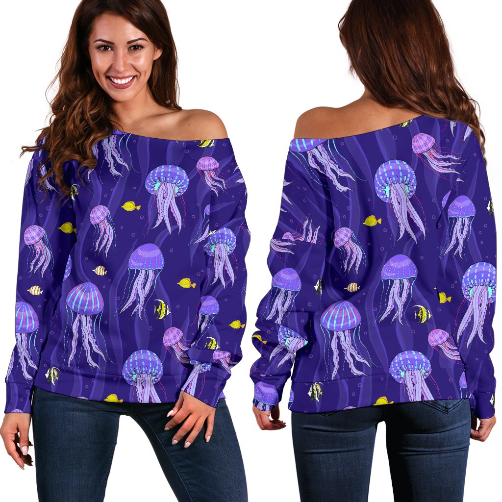 Jellyfish Style Print Off Shoulder Sweatshirt