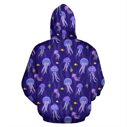 Jellyfish Style Print Pullover Hoodie