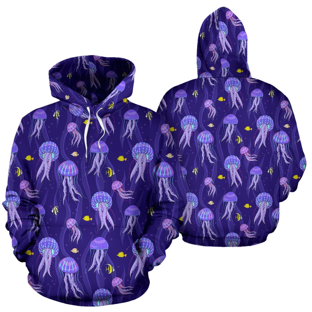 Jellyfish Style Print Pullover Hoodie
