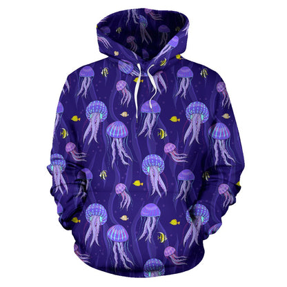 Jellyfish Style Print Pullover Hoodie