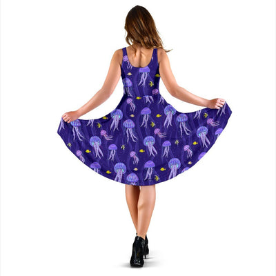 Jellyfish Style Print Sleeveless Dress