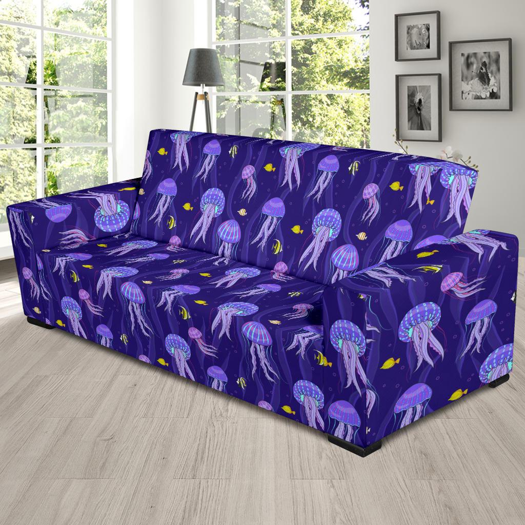 Jellyfish Style Print Sofa Slipcover-JTAMIGO.COM