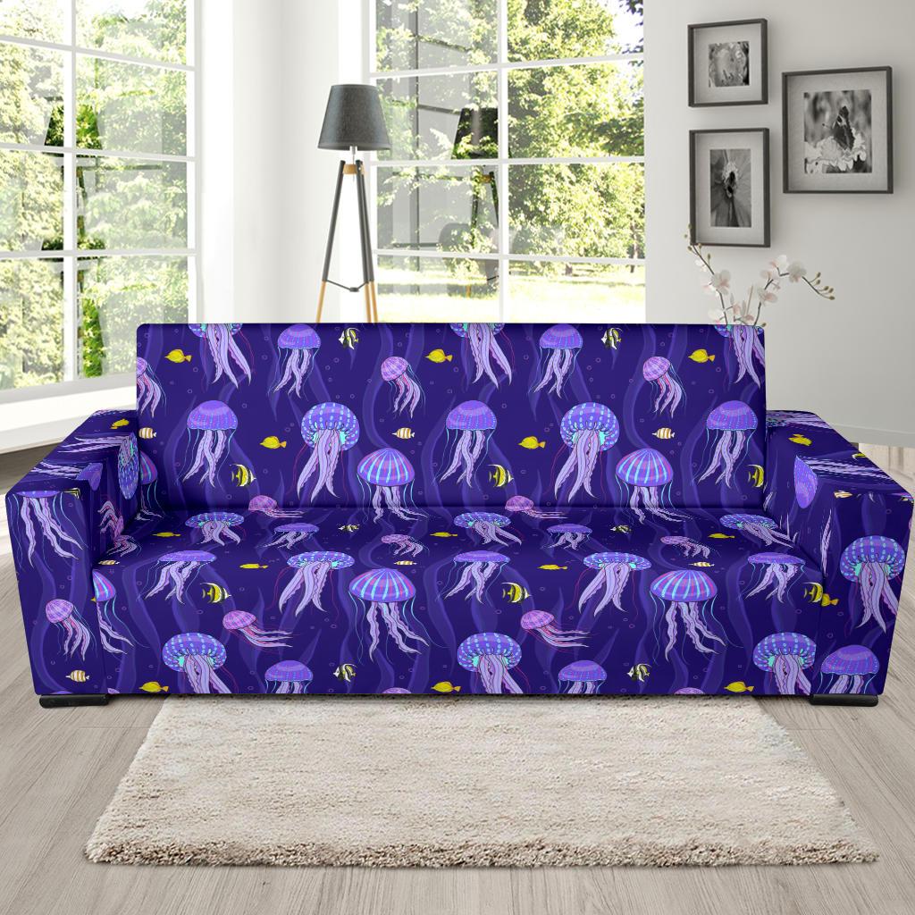 Jellyfish Style Print Sofa Slipcover-JTAMIGO.COM