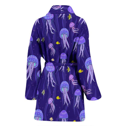 Jellyfish Style Print Women Bath Robe-JTAMIGO.COM