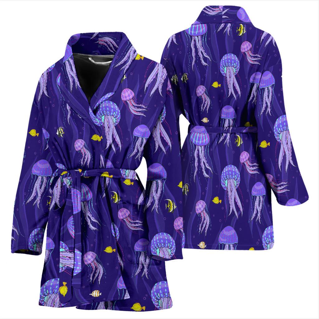 Jellyfish Style Print Women Bath Robe-JTAMIGO.COM