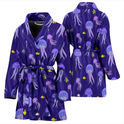Jellyfish Style Print Women Bath Robe-JTAMIGO.COM