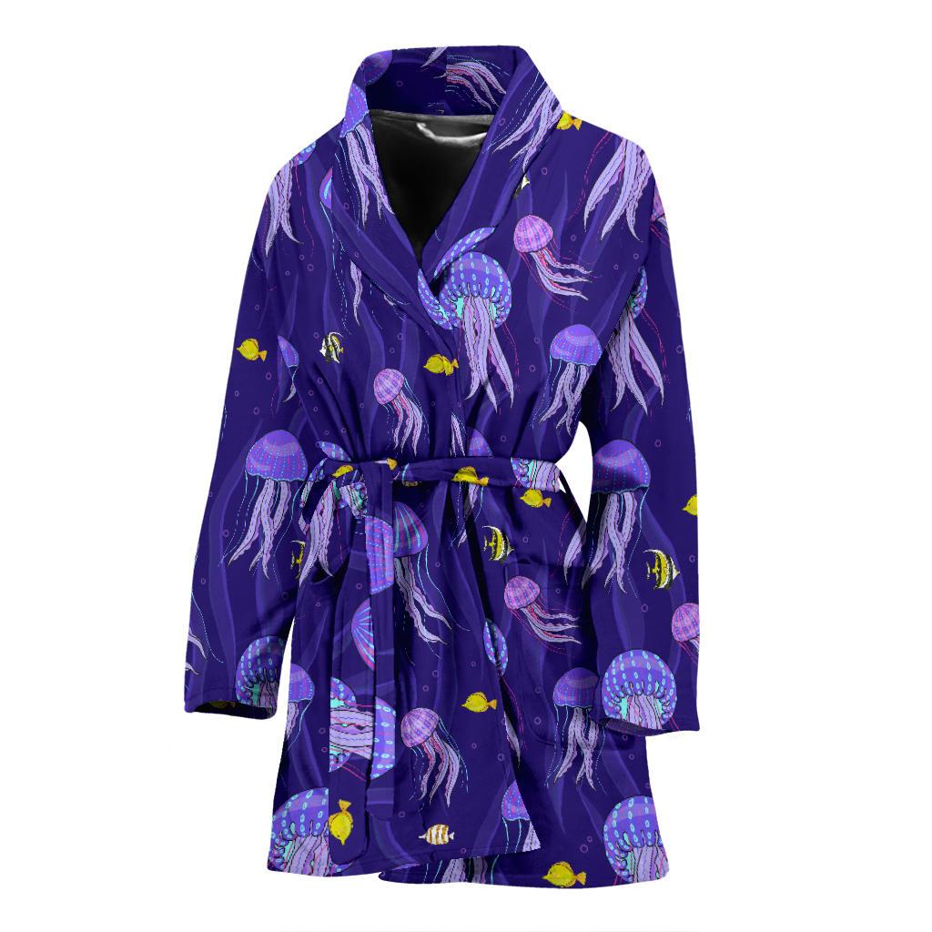 Jellyfish Style Print Women Bath Robe-JTAMIGO.COM