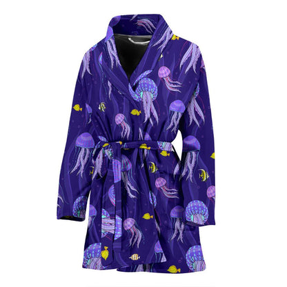 Jellyfish Style Print Women Bath Robe-JTAMIGO.COM