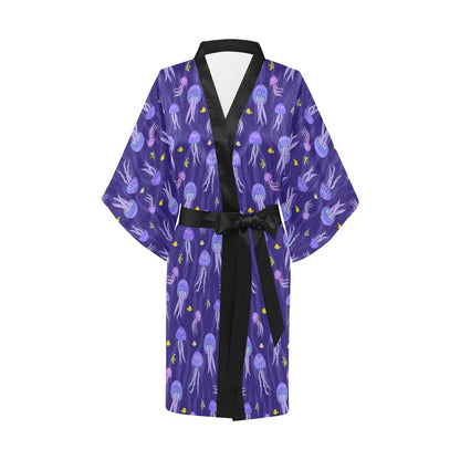 Jellyfish Style Print Women Short Kimono Robe