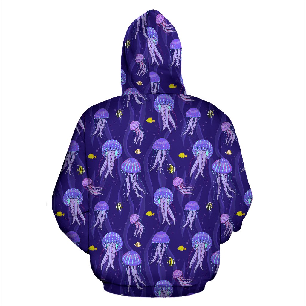 Jellyfish Style Print Zip Up Hoodie