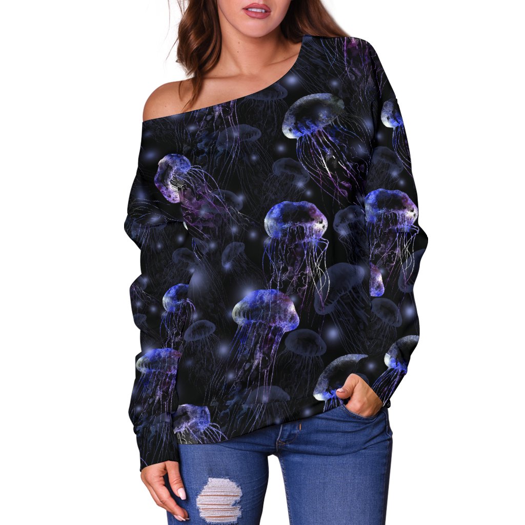 Jellyfish Themed Off Shoulder Sweatshirt