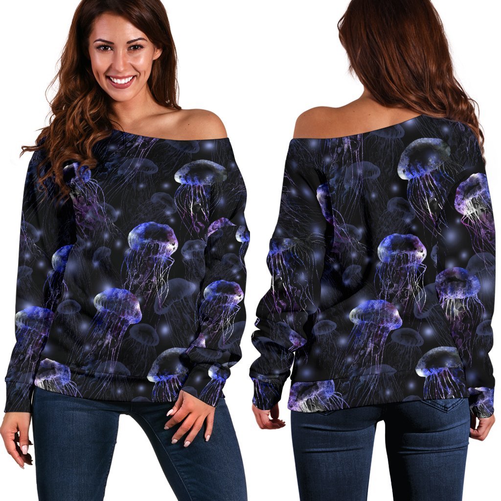 Jellyfish Themed Off Shoulder Sweatshirt