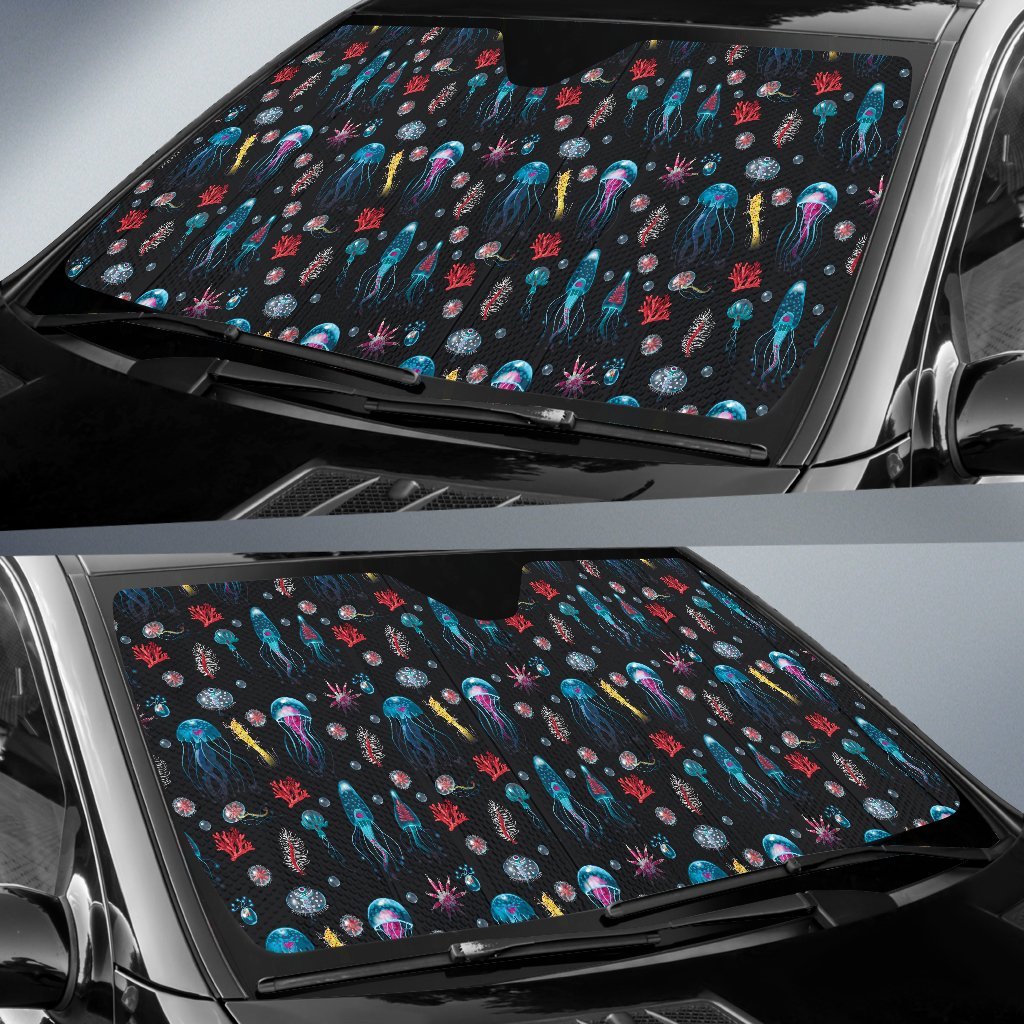 Jellyfish Underwater Print Car Sun Shade For Windshield