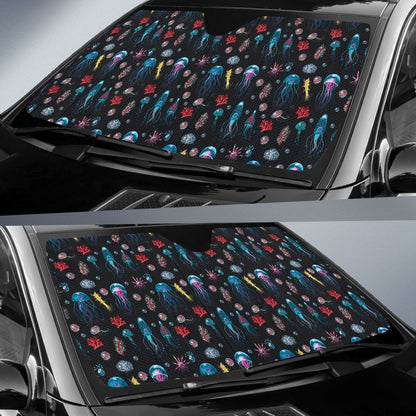 Jellyfish Underwater Print Car Sun Shade For Windshield