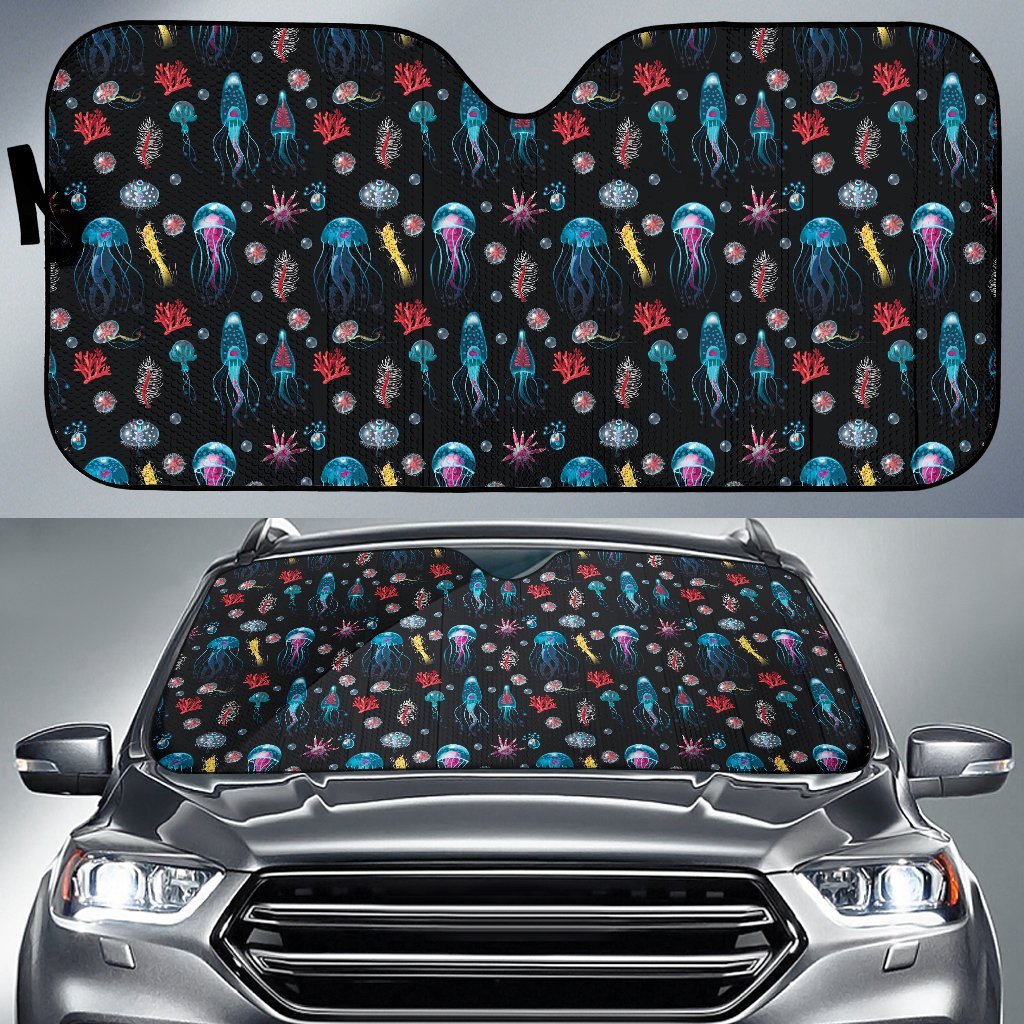 Jellyfish Underwater Print Car Sun Shade For Windshield