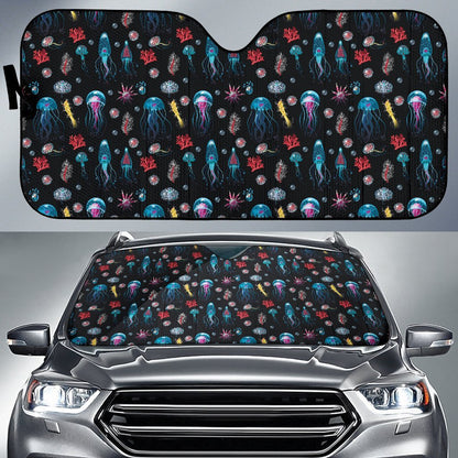 Jellyfish Underwater Print Car Sun Shade For Windshield