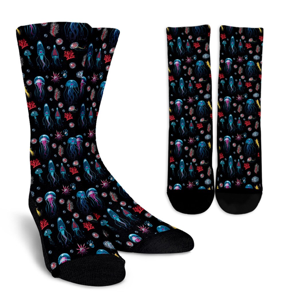 Jellyfish Underwater Print Crew Socks