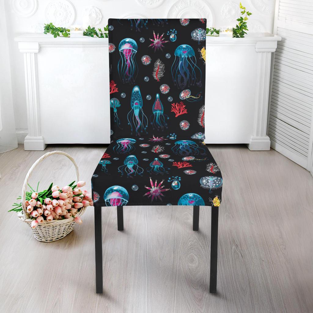 Jellyfish Underwater Print Dining Chair Slipcover-JTAMIGO.COM