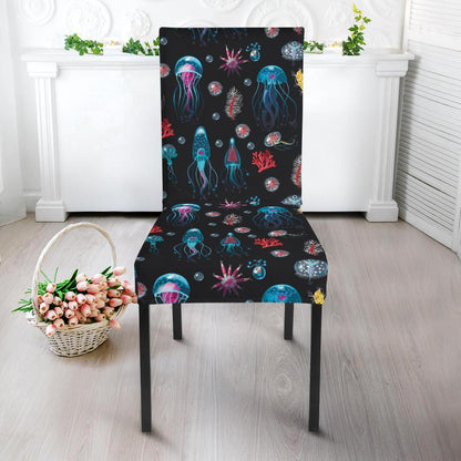 Jellyfish Underwater Print Dining Chair Slipcover-JTAMIGO.COM