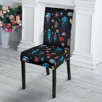 Jellyfish Underwater Print Dining Chair Slipcover-JTAMIGO.COM