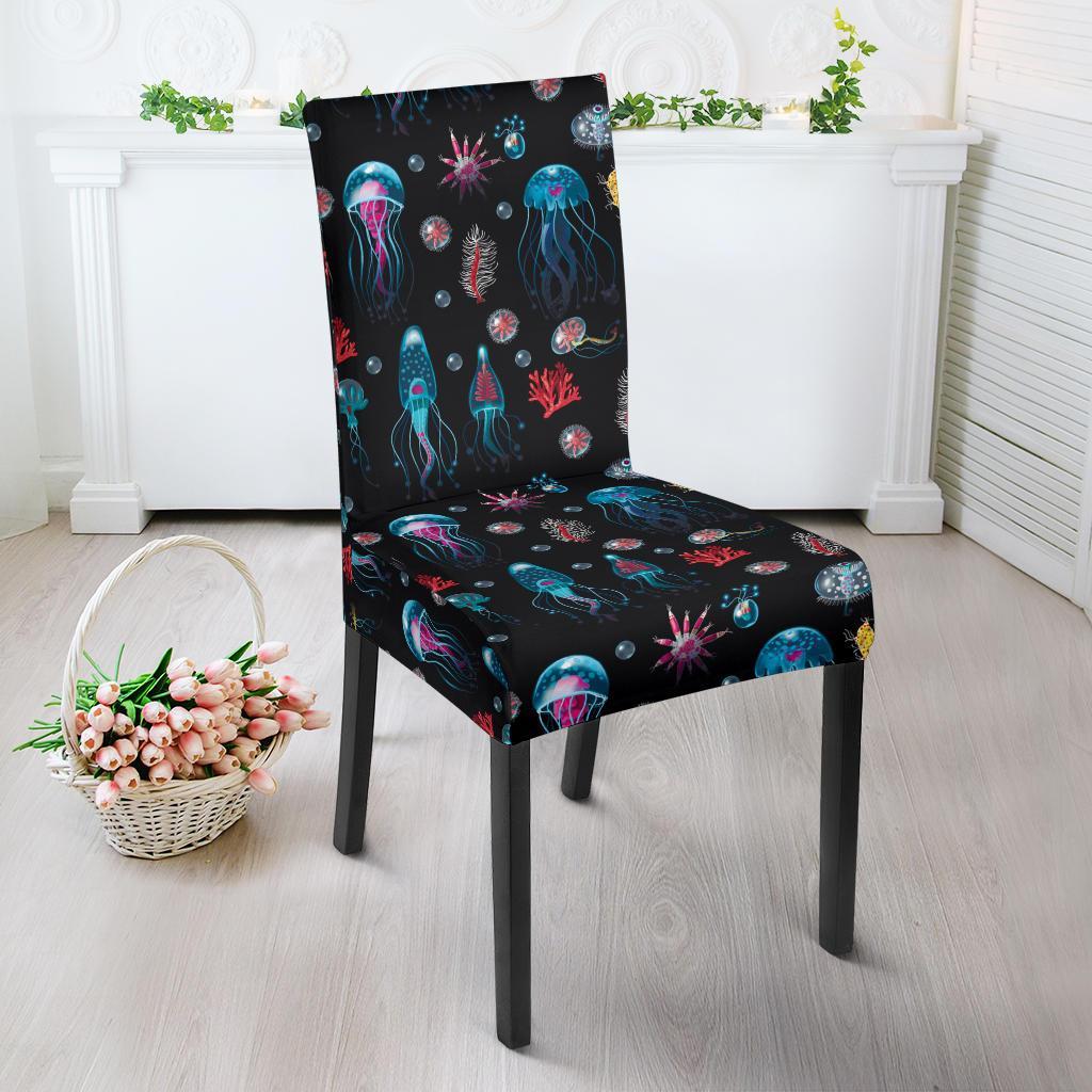Jellyfish Underwater Print Dining Chair Slipcover-JTAMIGO.COM