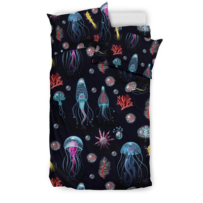 Jellyfish Underwater Print Duvet Cover Bedding Set