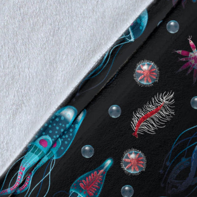 Jellyfish Underwater Print Fleece Blanket