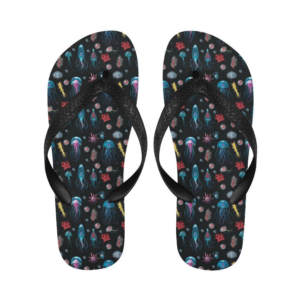 Jellyfish Underwater Print Flip Flops-JTAMIGO.COM