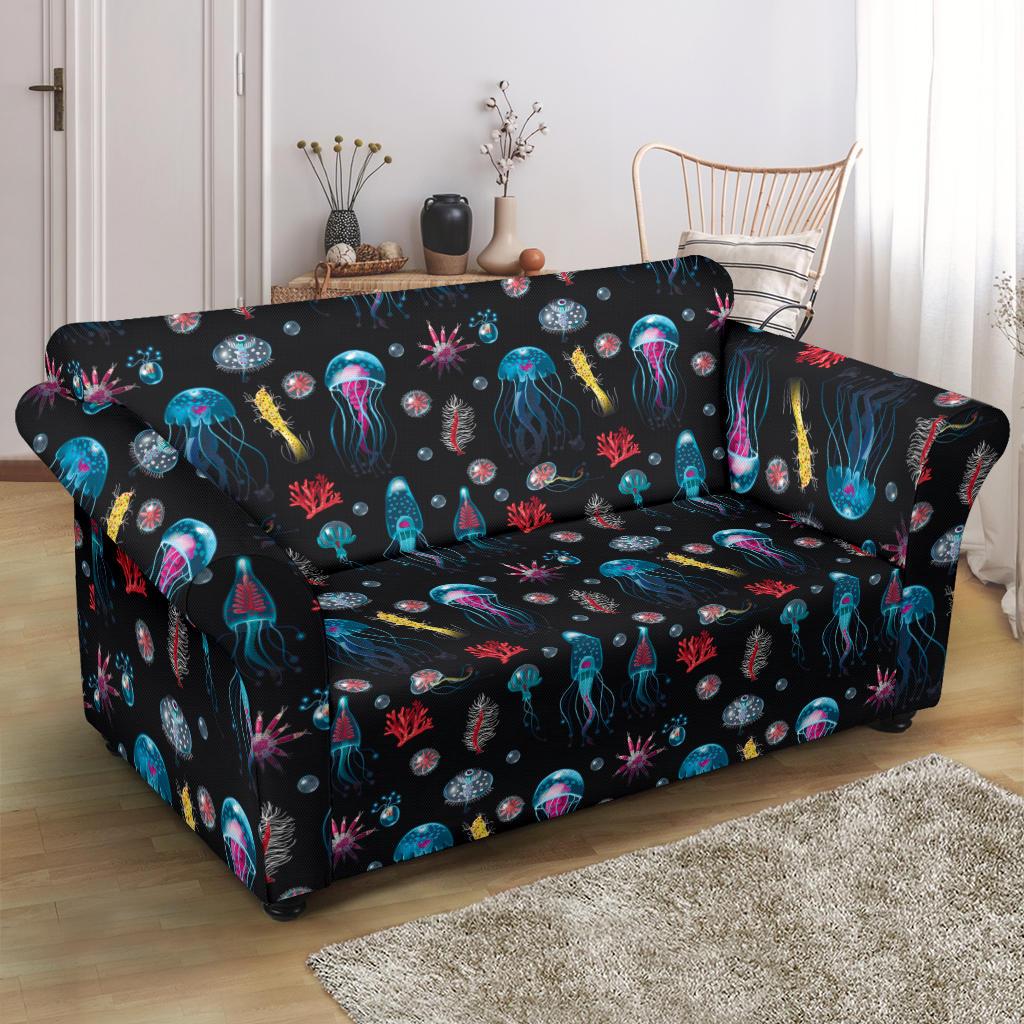 Jellyfish Underwater Print Loveseat Slipcover-JTAMIGO.COM