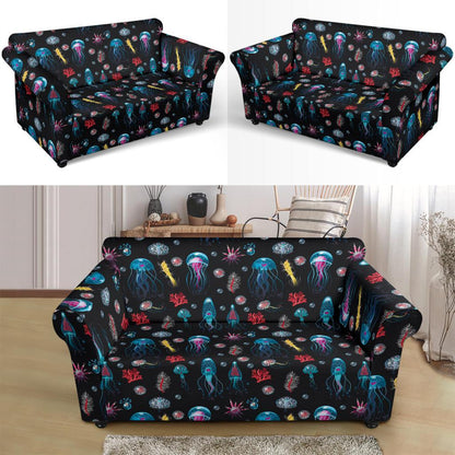 Jellyfish Underwater Print Loveseat Slipcover-JTAMIGO.COM